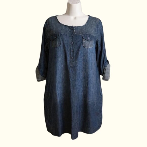 Carina Ricci Italy Womens Dress Size S Lightweight Denim Cotton Sequin Shopping - Picture 1 of 11